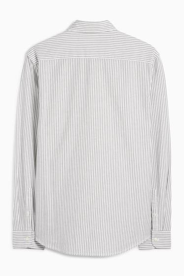 Herren - Hemd - Regular Fit - Button-down - gestreift - grün / cremeweiß