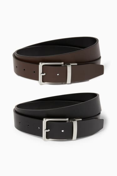 Uomo - Cintura reversibile - similpelle - nero
