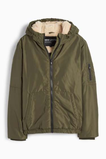 Kinder Jungen - Bomberjacke mit Kapuze - grün
