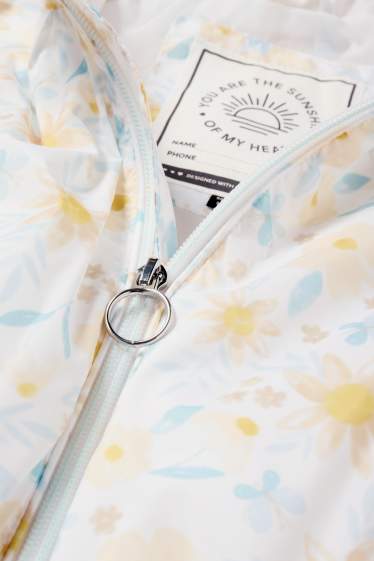 Kinder Mädchen - Jacke mit Kapuze - wasserabweisend - geblümt - cremeweiss