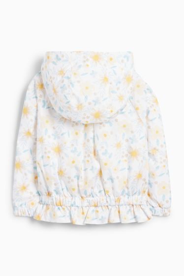 Kinder Mädchen - Jacke mit Kapuze - wasserabweisend - geblümt - cremeweiss