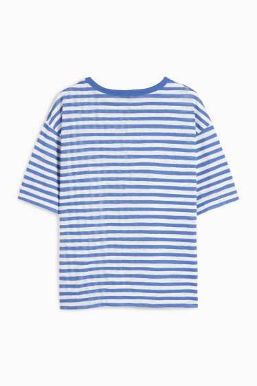 Damen - T-Shirt - Regular Fit - gestreift - blau / weiß