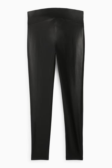 Damen - Basic-Leggings - Lederimitat - schwarz