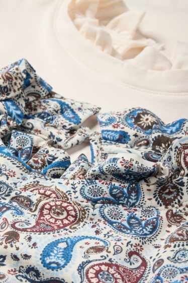 Copii - Fete - Multipack 2 buc. - tricou cu mânecă lungă - alb-crem