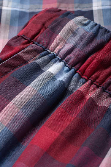Herren - Pyjamashorts - kariert - rot / dunkelblau