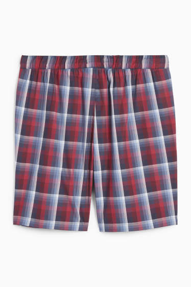 Herren - Pyjamashorts - kariert - rot / dunkelblau