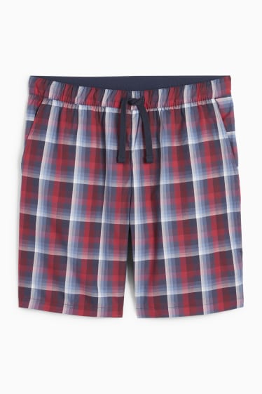 Herren - Pyjamashorts - kariert - rot / dunkelblau