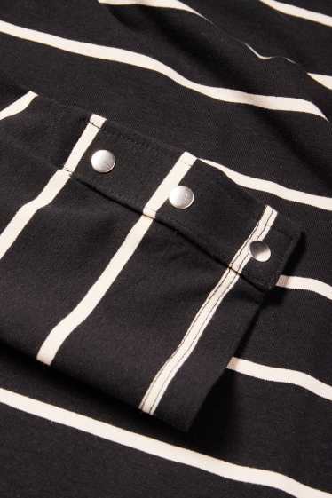 Damen - Langarmshirt - gestreift - schwarz / weiss