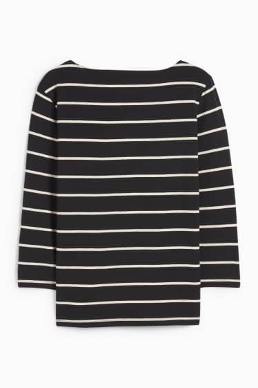 Damen - Langarmshirt - gestreift - schwarz / weiss