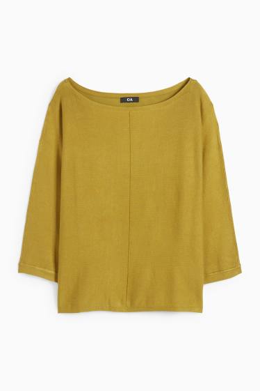Damen - Feinstrick-Pullover - schwarz / beige