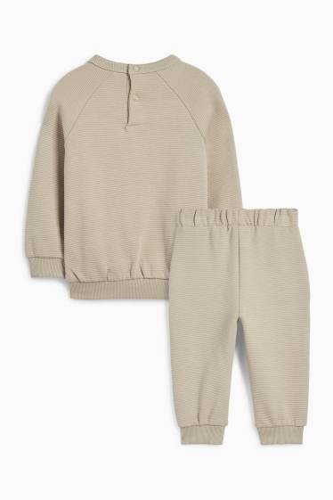 Baby Jungen - Baby-Outfit - 2 teilig - gerippt - beige