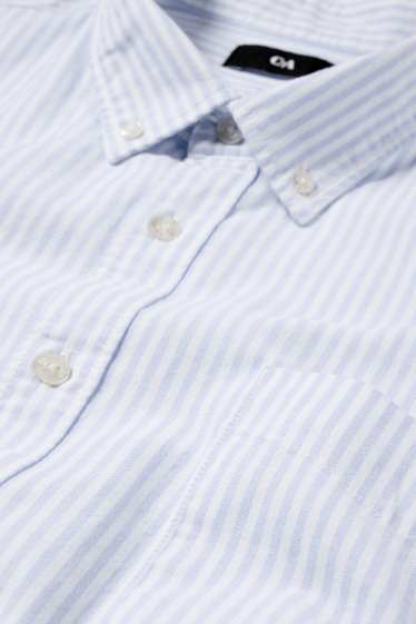 Herren - Hemd - Regular Fit - Button-down - gestreift - weiss / hellblau