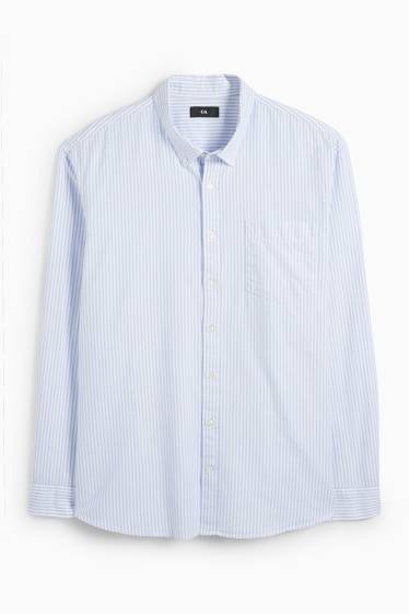 Herren - Hemd - Regular Fit - Button-down - gestreift - weiss / hellblau