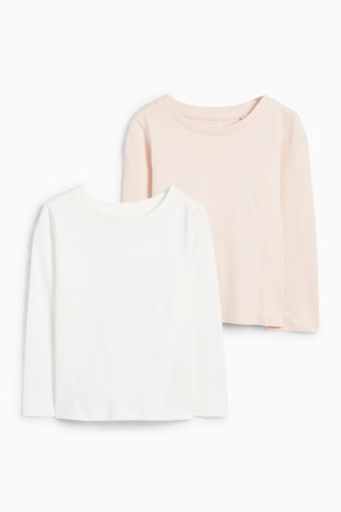 Copii - Fete - Multipack 2 buc. - inimă - tricou cu mânecă lungă - alb / roz
