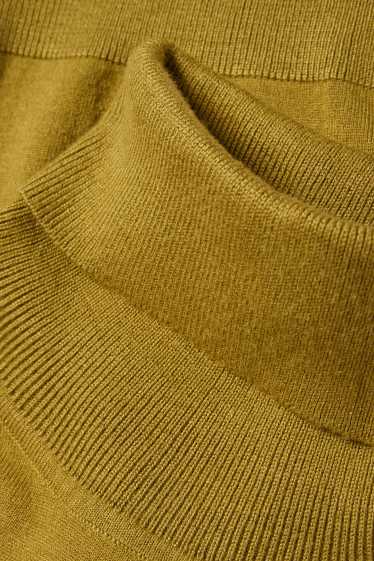 Damen - Rollkragenpullover – kurzarm - grün