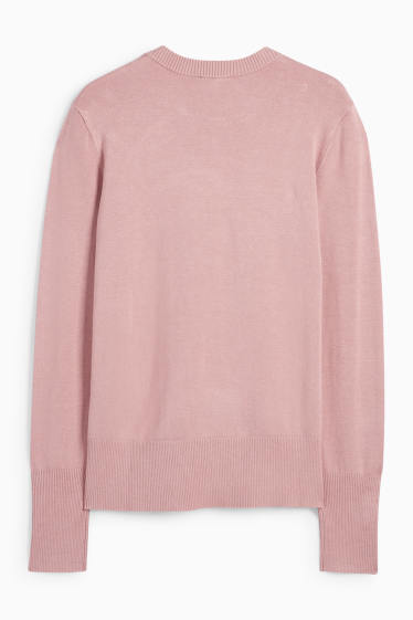 Damen - Feinstrick-Pullover - dunkelrosa