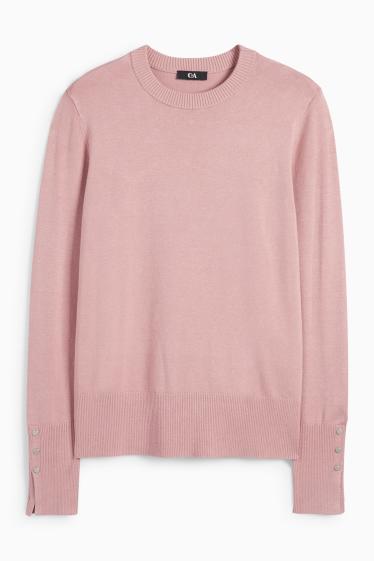 Damen - Feinstrick-Pullover - dunkelrosa