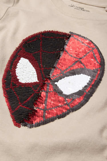 Děti - chlapci - Spider-Man - tričko s dlouhým rukávem - s lesklou aplikací - béžová