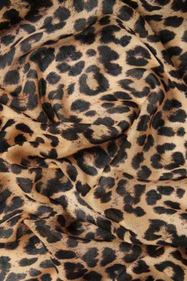 Damen - Schal - Leo-Print - schwarz / beige