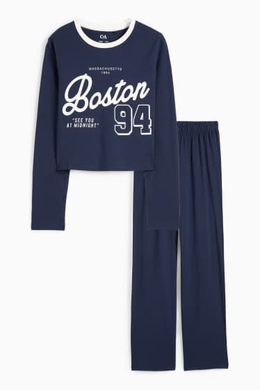 Kinder Mädchen - Boston - Pyjama - 2 teilig - dunkelblau