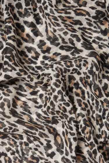 Dames - Sjaaltje - luipaardprint - zwart / beige