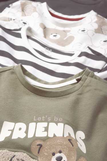 Baby Buben - Multipack 4er - Bärchen und Hündchen - Baby-Langarmshirt - grün