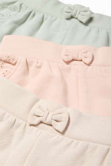 Bebeluși - fete - Multipack 3 perechi - pantaloni de trening bebeluși - broderie englezească - bej deschis