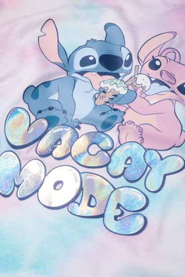 Kinder Mädchen - Lilo & Stitch - Kurzarmshirt - gemustert - rosa