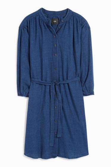 Dames - Blousejurk - denim look - jeansblauw