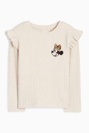 Copii - Fete - Minnie Mouse - tricou cu mânecă lungă - reiat - bej deschis