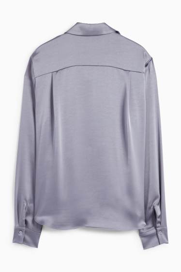 Damen - Satin-Bluse - grau