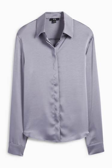 Damen - Satin-Bluse - grau