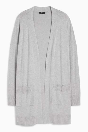 Women - Long cardigan - light gray