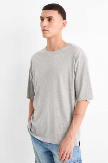Herren - T-Shirt - Oversized - hellgrau-melange