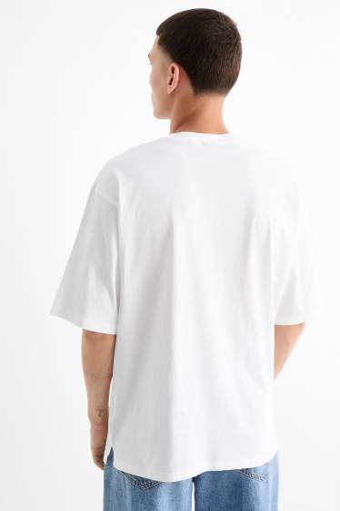 Pánské - Tričko - oversized - bílá