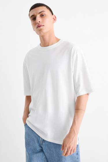 Pánské - Tričko - oversized - bílá