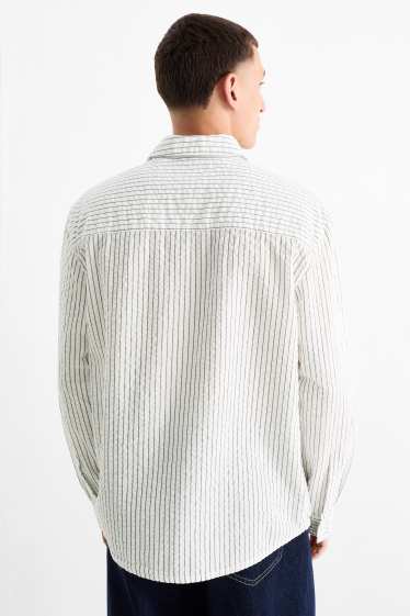 Men - Shirt - relaxed fit - kent collar - striped - white