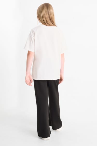 Copii - Fete - Urs - set - tricou cu mânecă scurtă și pantaloni de trening - 2 piese - alb