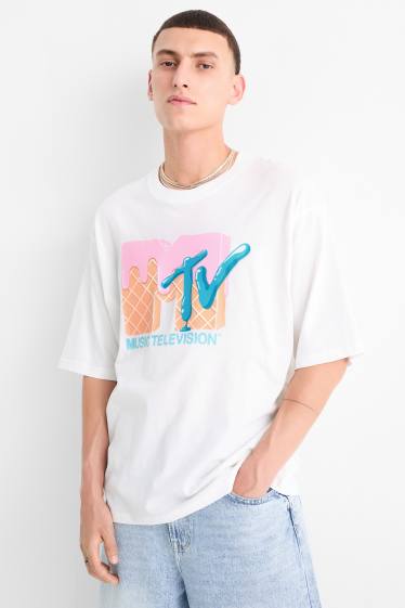 Hommes - T-shirt - oversize - MTV - blanc