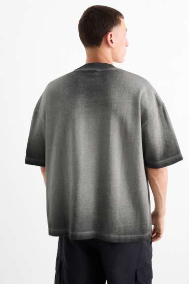 Herren - T-Shirt - Oversized - gemustert - dunkelgrau