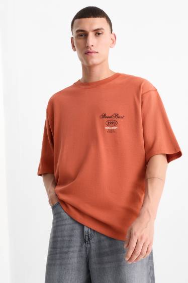 Pánské - Tričko - oversized - terakotová