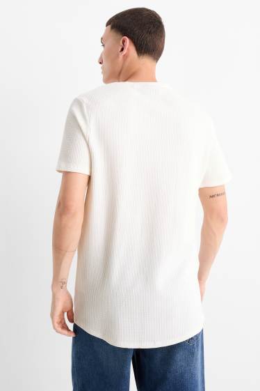Men - T-shirt - regular fit - textured - white