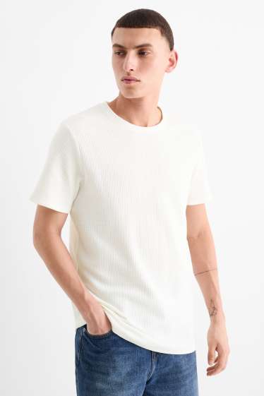 Men - T-shirt - regular fit - textured - white