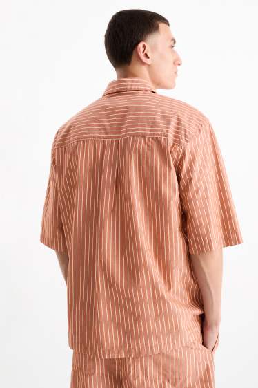 Heren - Overhemd - relaxed fit - kent - gestreept - terracotta