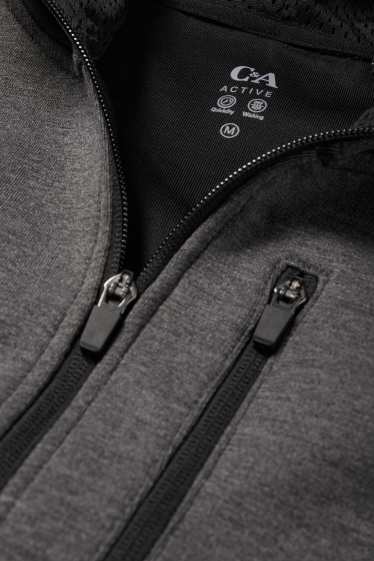 Heren - Sportvest met capuchon - donkergrijs-mélange