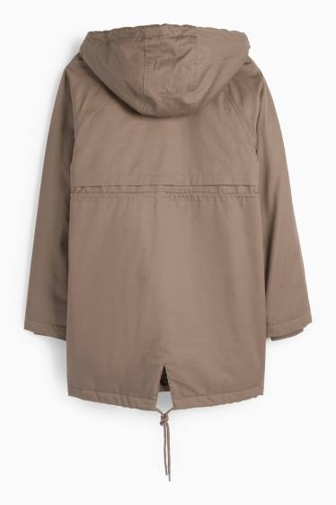 Femmes - Parka de grossesse à capuche avec empiècement porte-bébé - finition déperlante - marron
