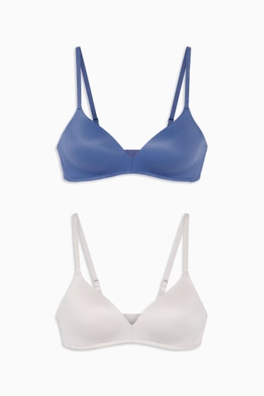 Femmes - Lot de 2 - soutiens-gorge sans armatures - ampliformes - bleu