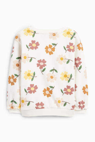 Kinder Mädchen - Blume - Sweatshirt - Glanz-Effekt - cremeweiss