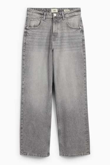 Femmes - Jean baggy - mid waist - jean gris clair