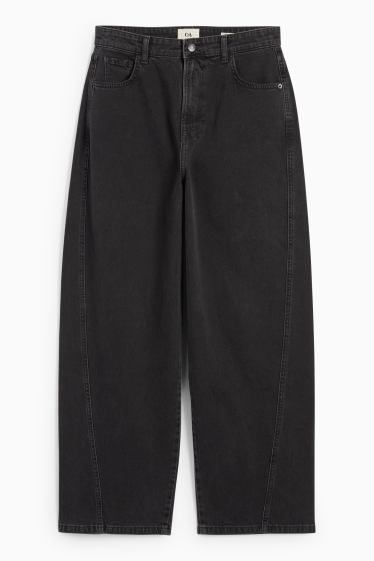 Damen - Balloon Jeans - Mid Waist - dunkeljeansgrau